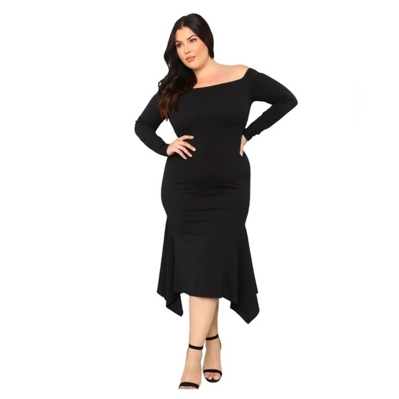 FASHION Nova Black Off Shoulder Shift Maxi Dress Plus Size 3X - Picture 1 of 4